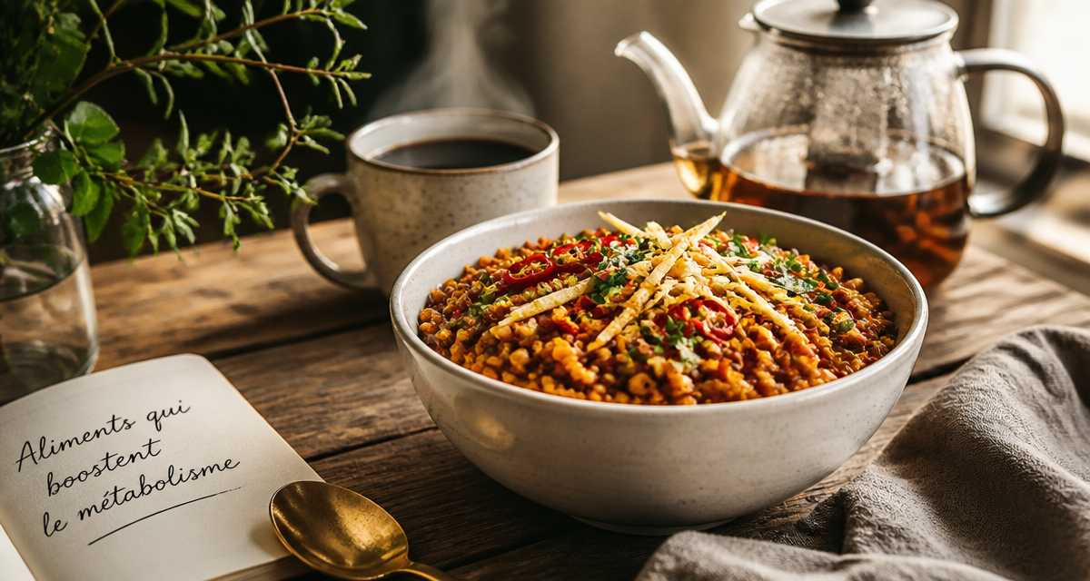 aliments qui boostent le métabolisme bol lentilles corail et café