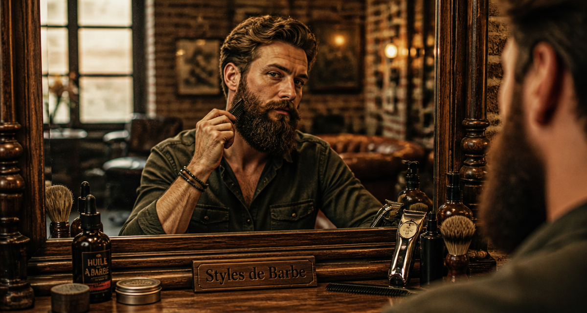 barbe style homme peignant devant miroir