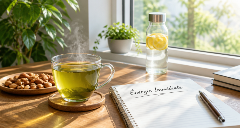comment avoir de l energie rapidement tasse the vert noix