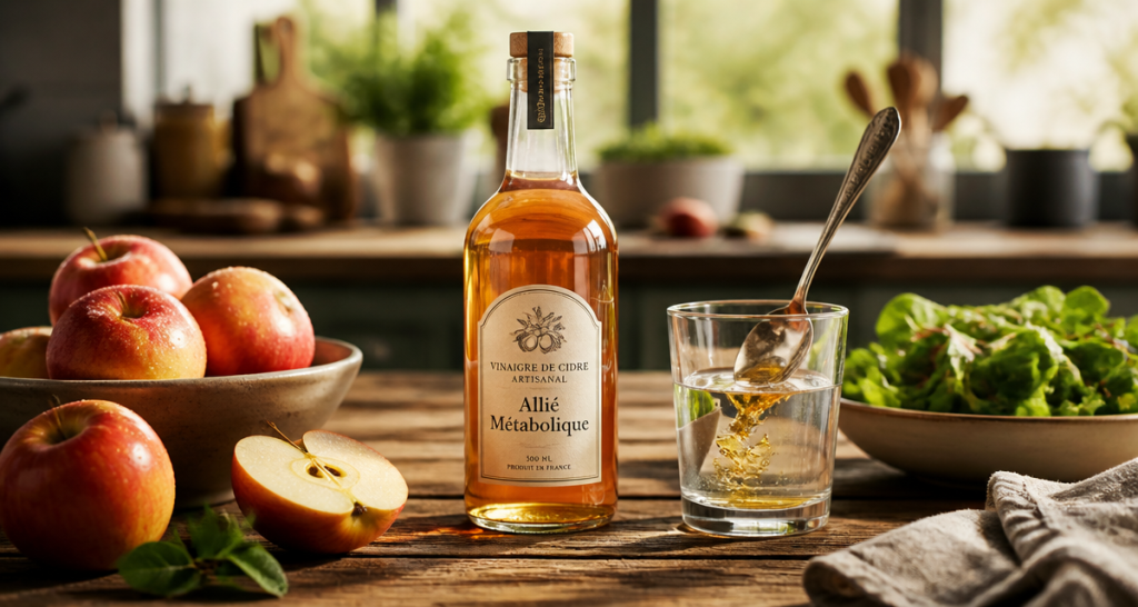 meilleur vinaigre pour la sante flacon cidre pommes salade