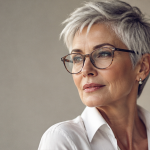 coupe pixie femme 60 ans cheveux gris