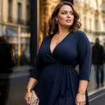 robe pour ronde avec du ventre devant vitrine