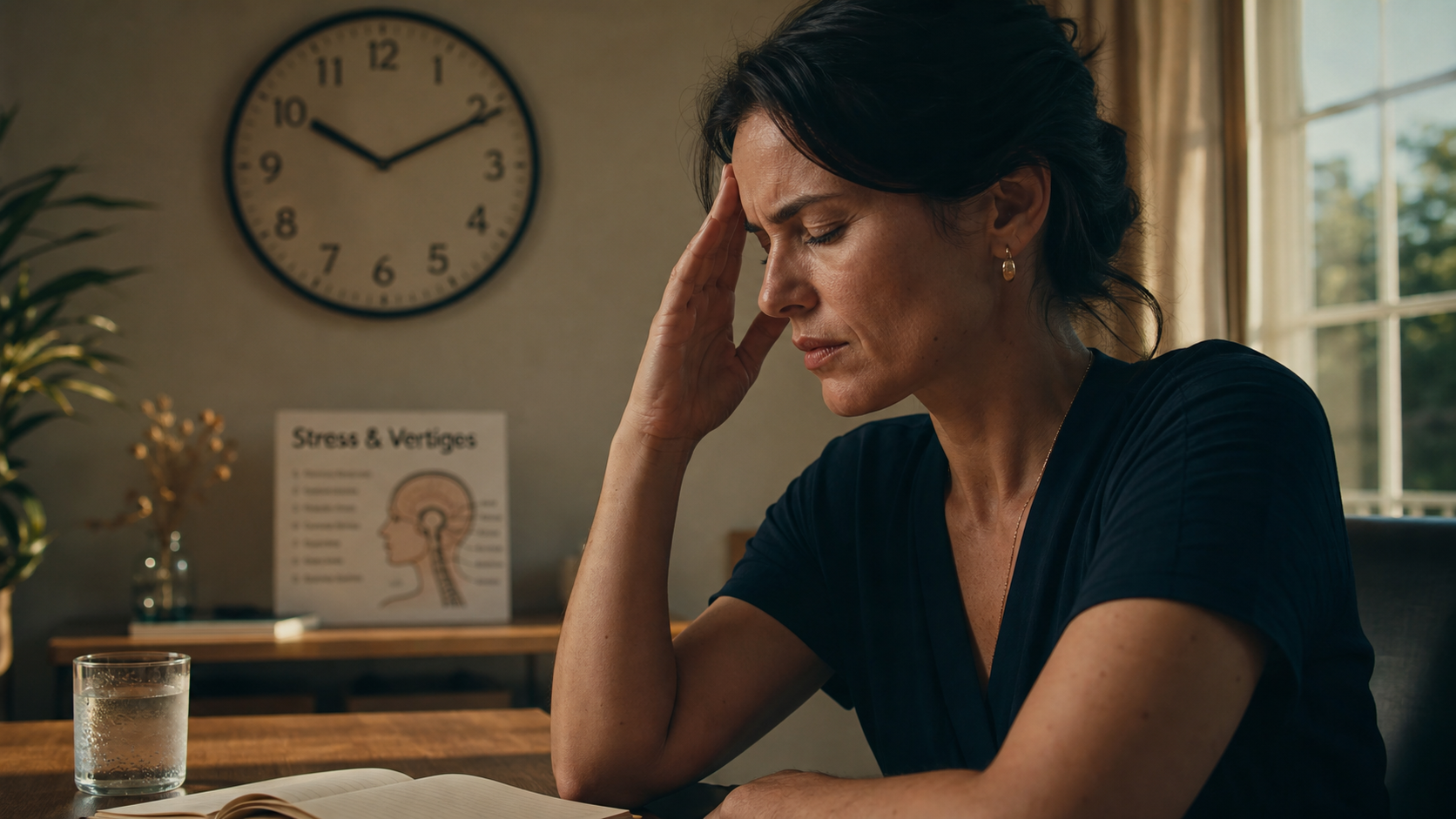Stress vertige : main à la tempe, anxiété et troubles de l’équilibre