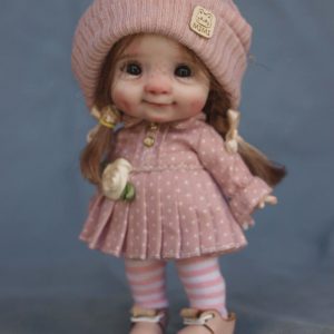 ob11 doll brown eyes beige dress hat alex berg
