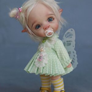ooak ob11 elf doll blue eyes soft baby dress