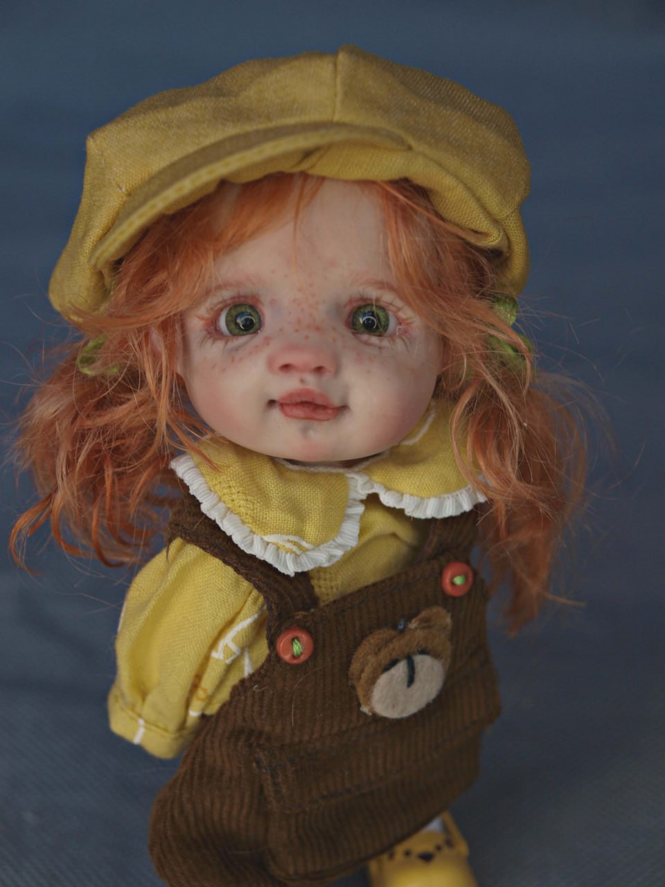 ooak ob11 redhead doll green eyes freckles outfit