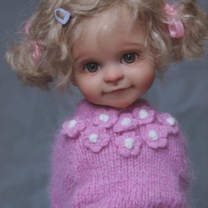 OOAK Handcrafted Doll Mila paola reina gray eyes blonde hair bunny pink outfit