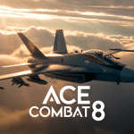 ace combat 8 avion chasse futuriste dans ciel orageux