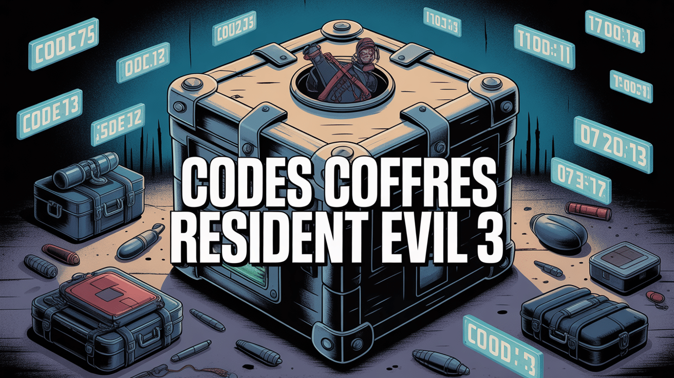 resident evil 3 code coffre illustration stylisée avec munitions et codes