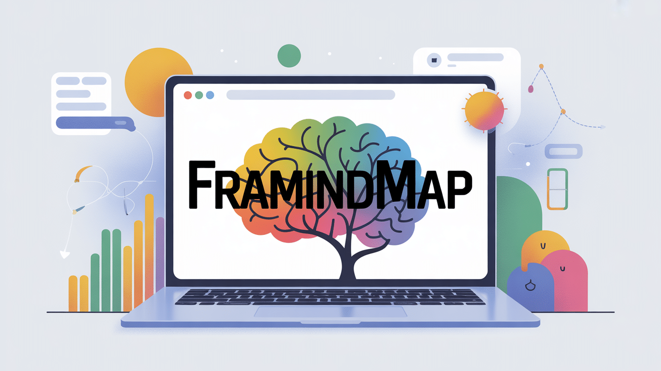 Illustration framindmap carte mentale dynamique sur tablette
