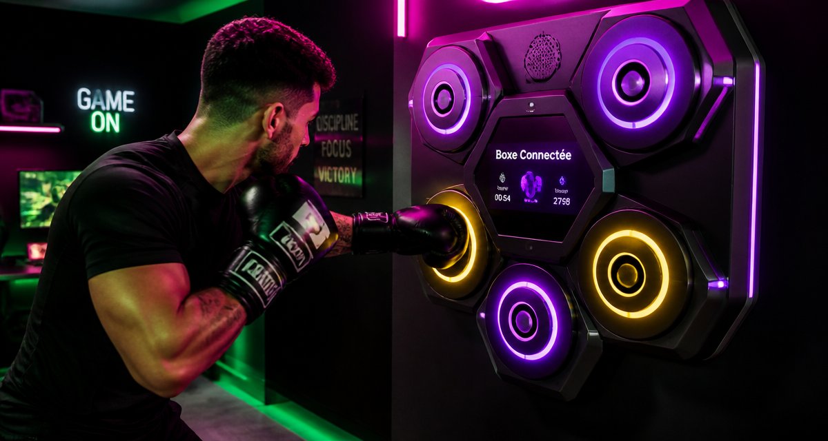 machine de boxe intelligente murale en action