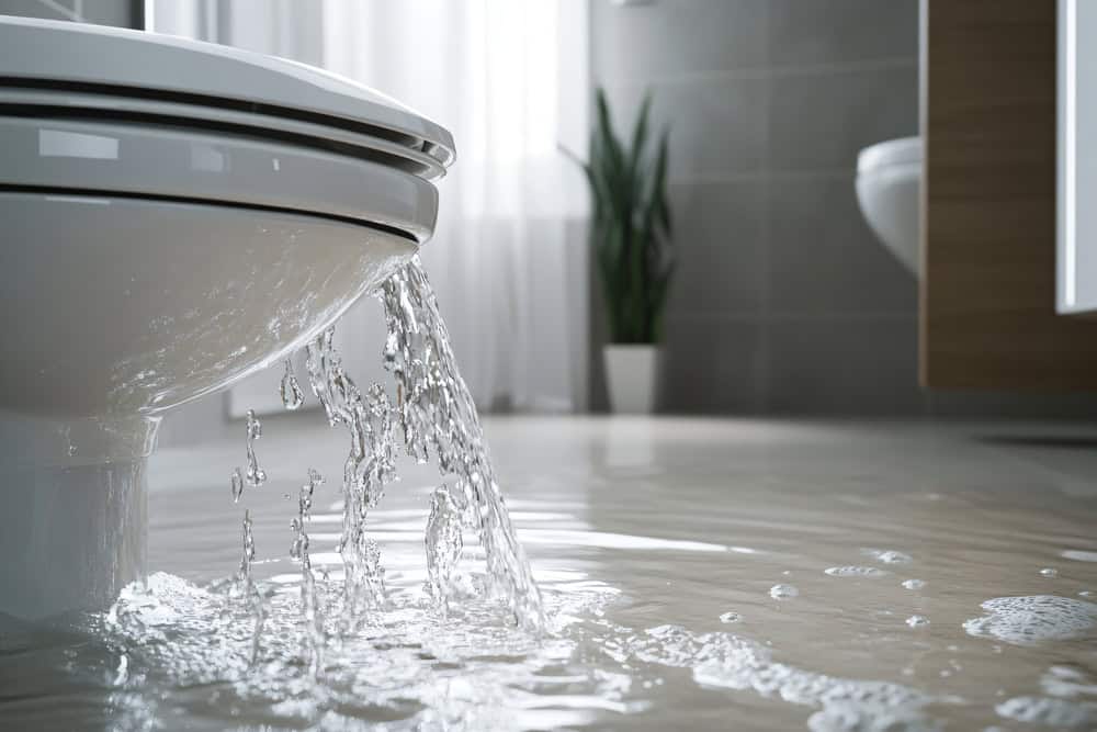 Toilet Overflowing with Water.