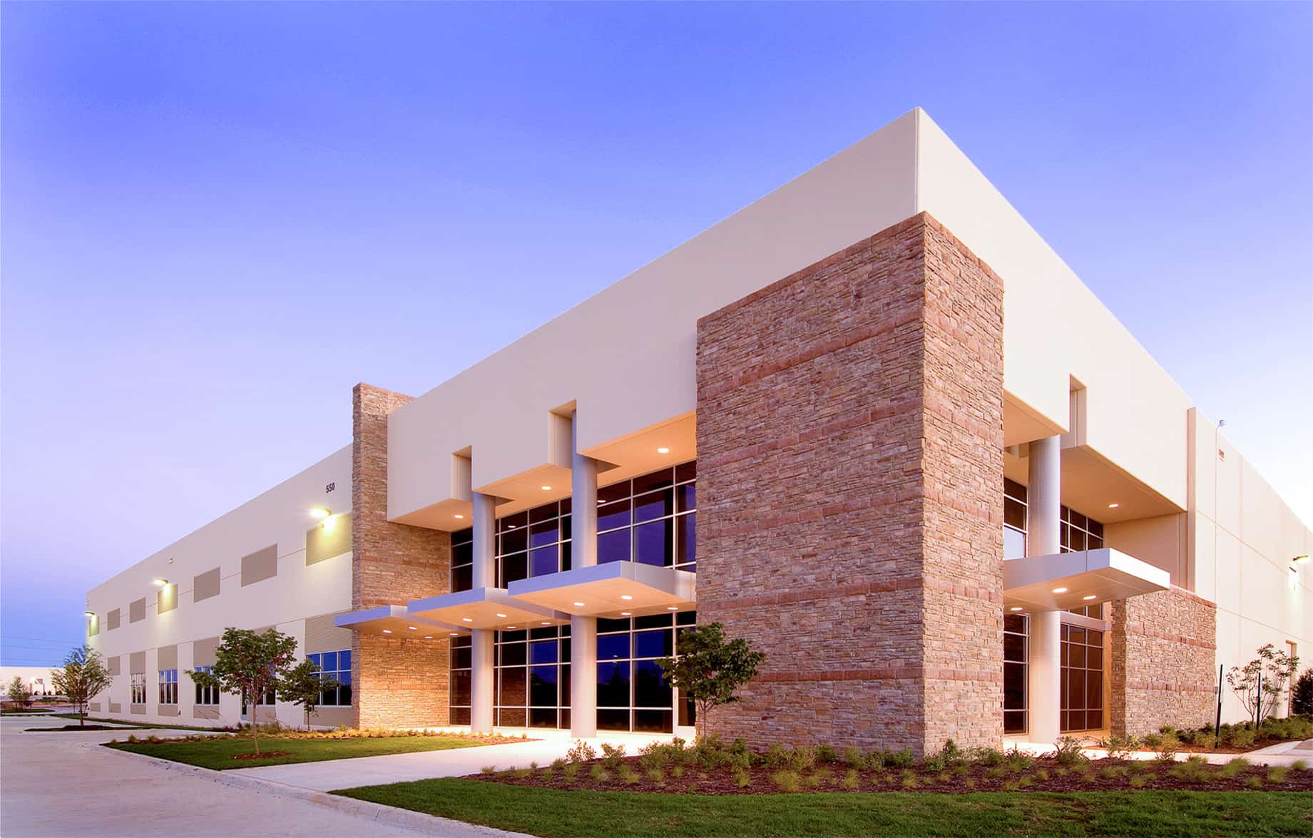 Modern building with brick and glass facade