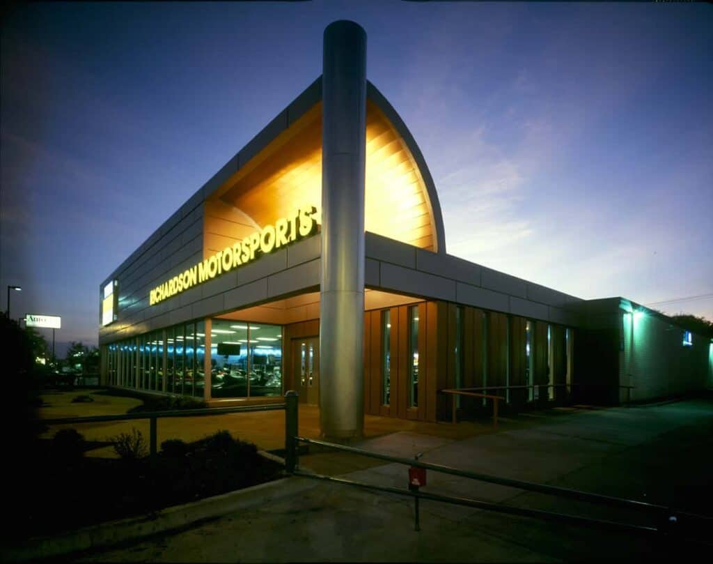 Richardson Motorsports dealership at dusk