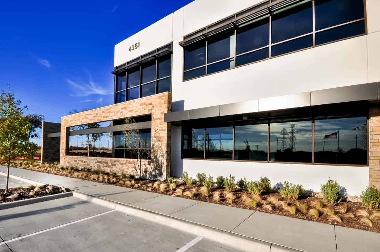 Modern office building with large windows