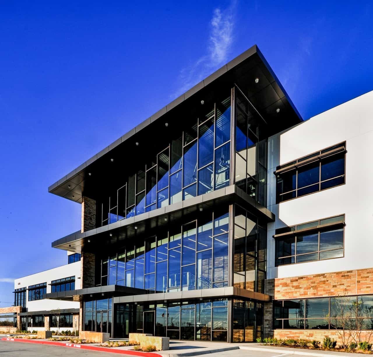 Modern glass office building exterior