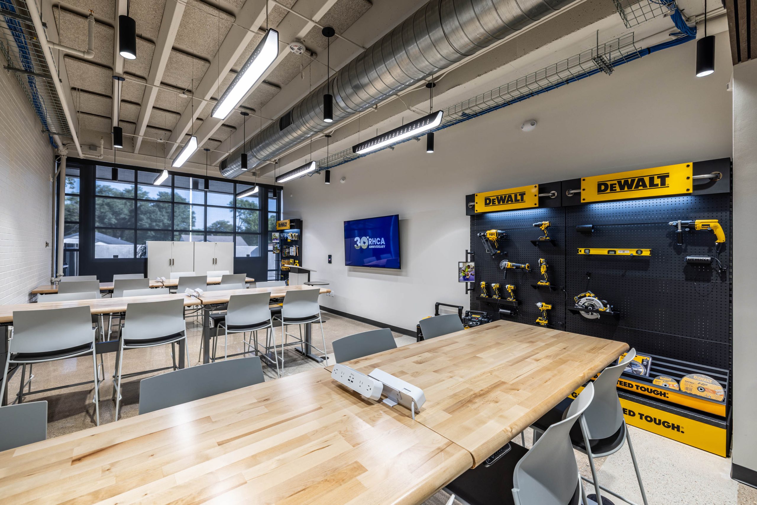 Modern classroom with tools and workstations