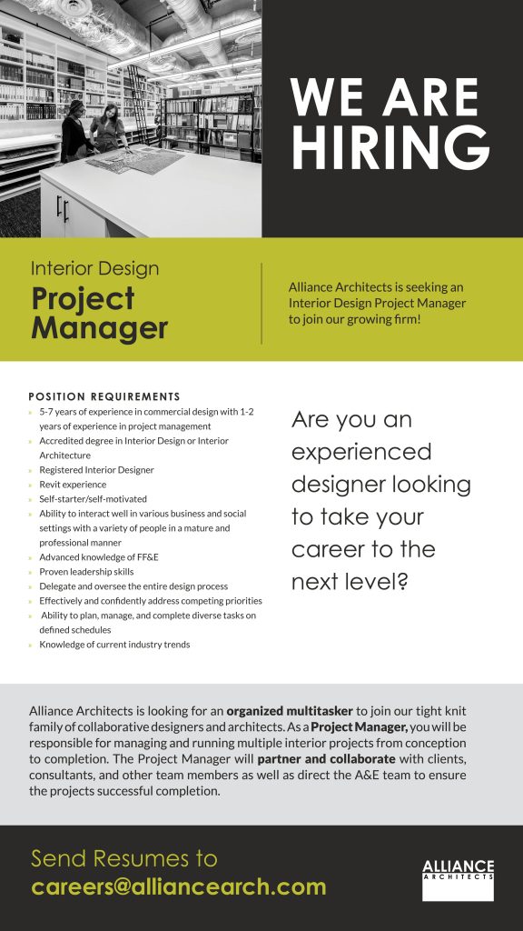 We Are Hiring Interior Design Project Manager