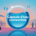 Illustration capsule d'eau comestible usage festival marathon