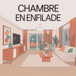 illustration chambre en enfilade moderne et lumineuse