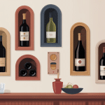 porte bouteille mural moderne sur mur décoré