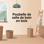 illustration poubelle de salle de bain bois esthétique pratique durable