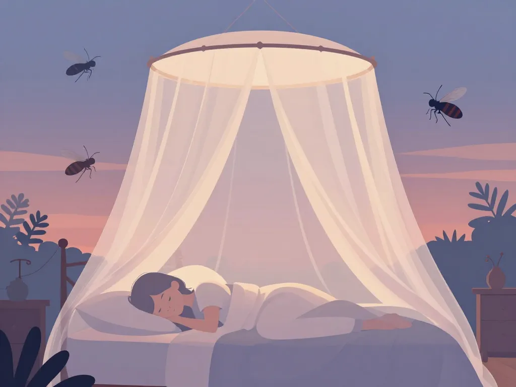 Personnes protégées par ciel de lit moustiquaire