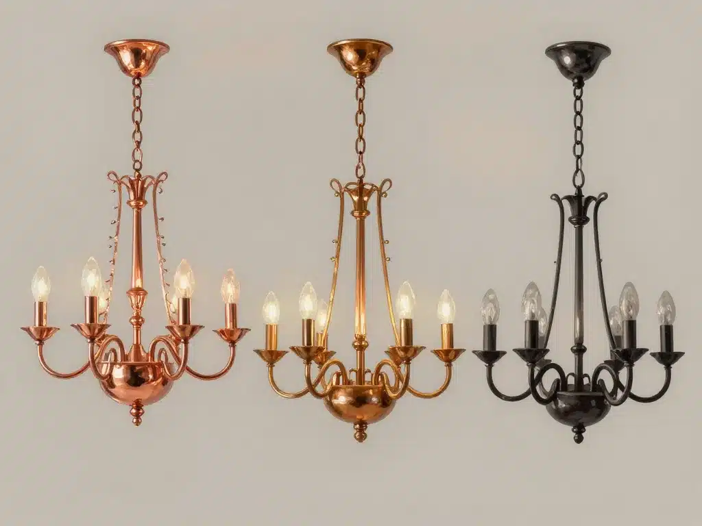 lustre en cuivre finition mate, brossée, polie