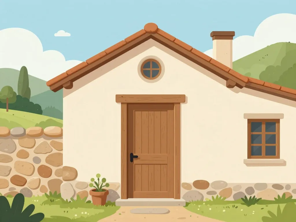 Porte d'entrée style campagne harmonisée avec la façade de maison