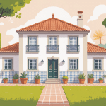 maison portugaise façade blanche tuiles orange jardin azulejos