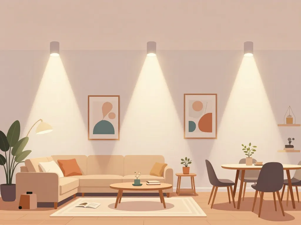 plafonnier orientable zones éclairées dans pièce