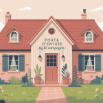 Illustration élégante d'une porte d'entrée style campagne sur maison accueillante