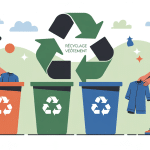 Illustration recyclage vetement, tri et transformation France