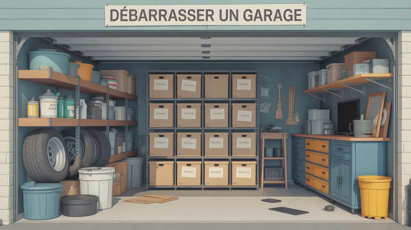 débarrasser un garage encombré illustration