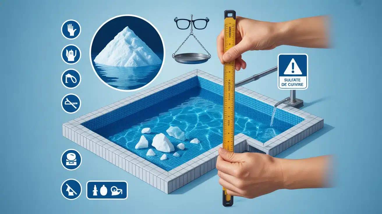 Dosage sulfate de cuivre piscine, sécurité, cristaux, balance