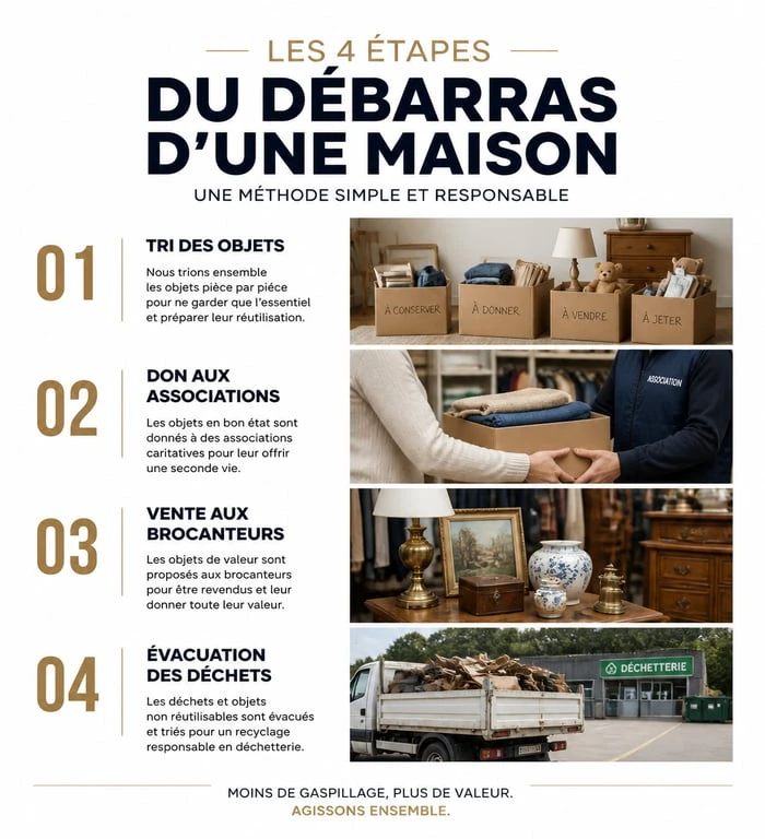 Infographie des étapes pour vider une maison efficacement