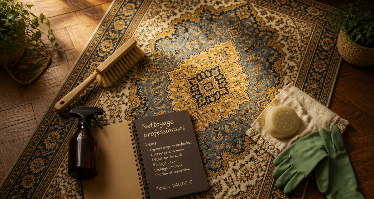 ou faire nettoyer un tapis orient sur parquet avec accessoires nettoyage