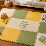 Puzzle tapis mousse dans salon lumineux pour enfant