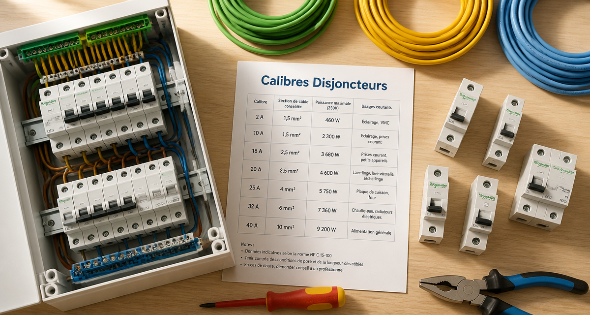 quel disjoncteur pour quel appareil tableau électrique et calibres