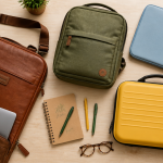 sacoche ordinateur 15 pouces sur bureau avec accessoires