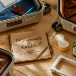 valise polycarbonate ouverte avec accessoires
