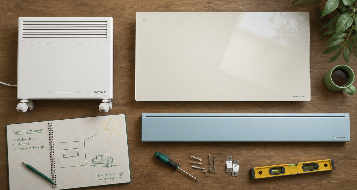 convecteur électrique prix trois modèles sur plan de travail