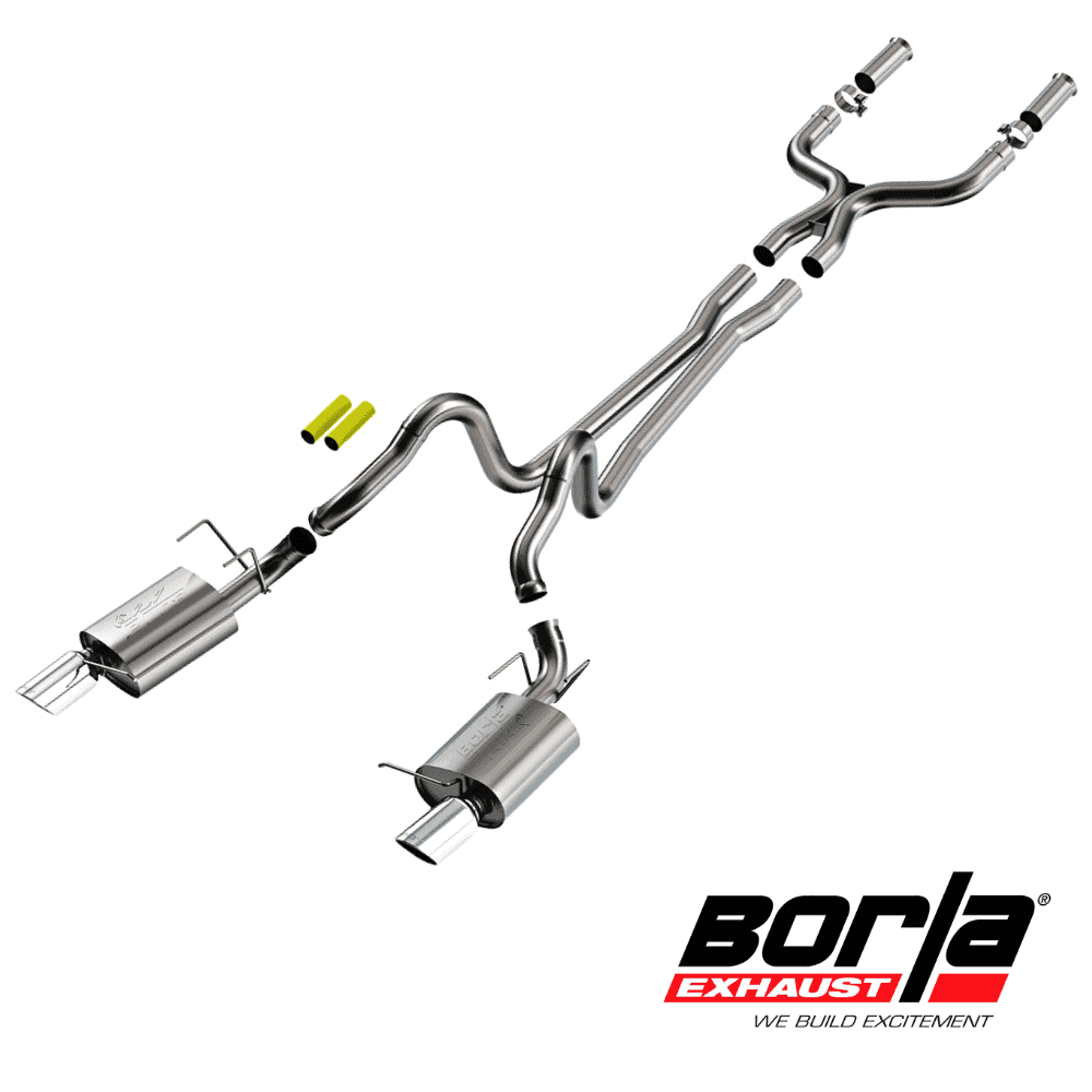 Al Shiba General Trading exhaust system with Borla branding for vehicle performance.