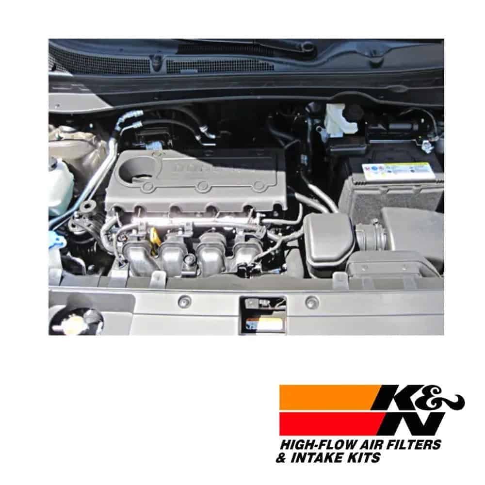High-flow air filters and intake kits for vehicle engine performance enhancement.