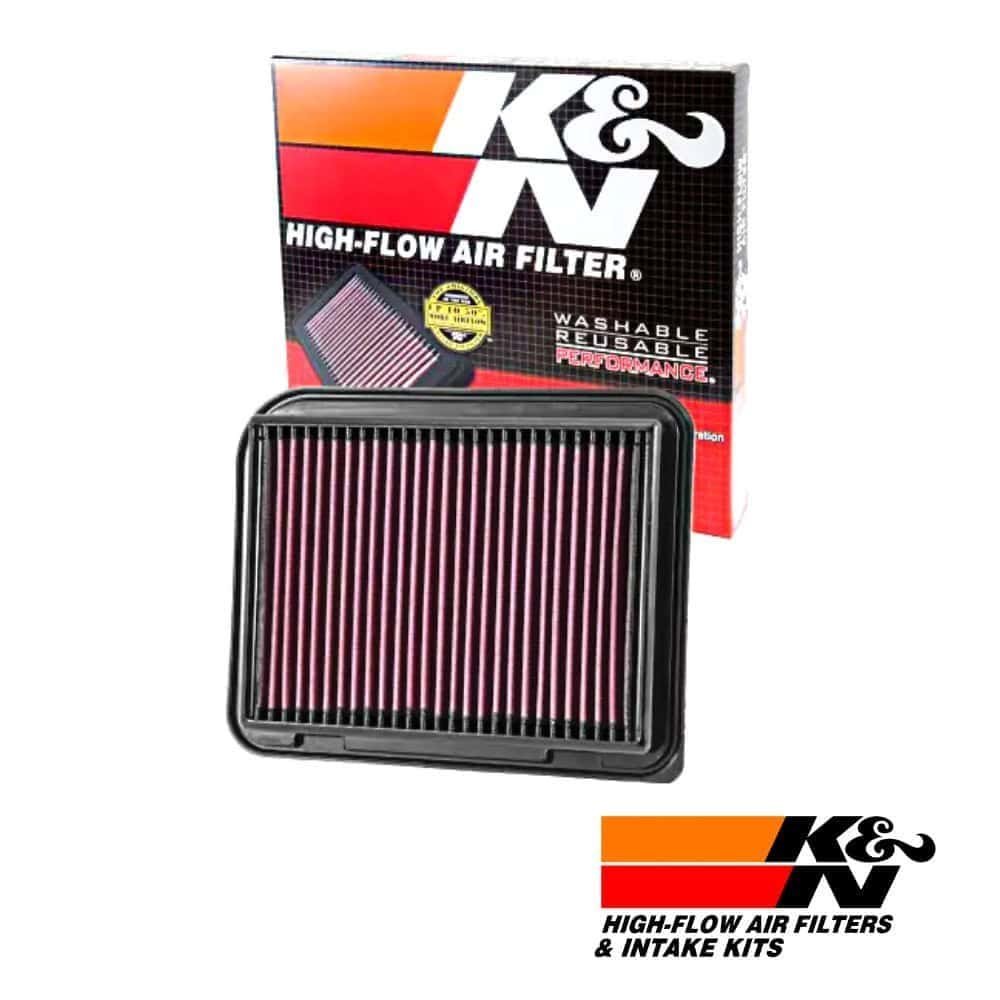 High-flow K&N air filter for optimal engine performance and durability.