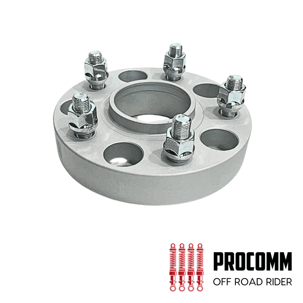 Heavy-duty wheel spacer with multiple lug nuts for off-road vehicles.