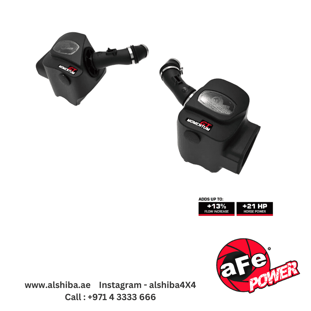 High-performance aFe Power cold air intake system for vehicle engine enhancement.