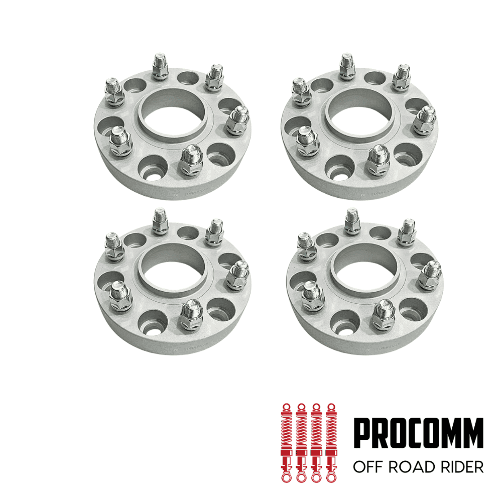 Wheel spacers for off-road vehicles, set of four, durable metal construction.