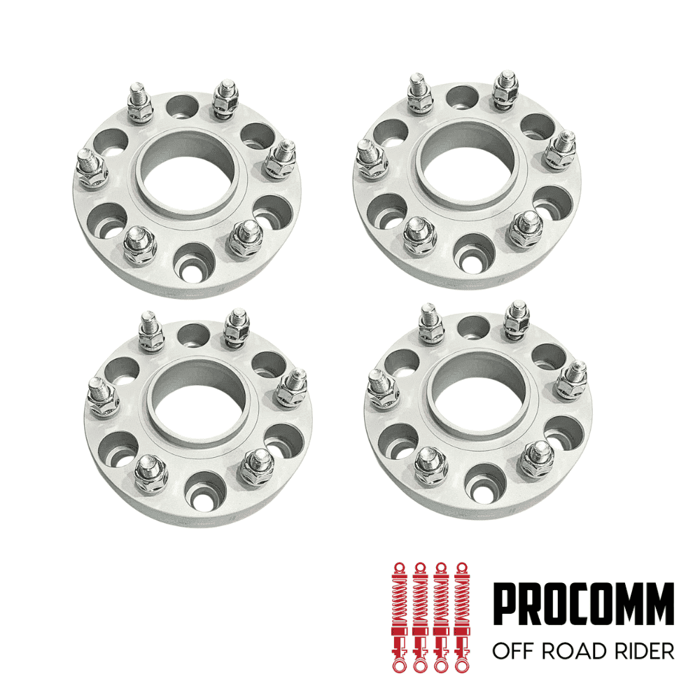 Wheel spacers for off-road vehicles, durable metal construction, Procomm brand.