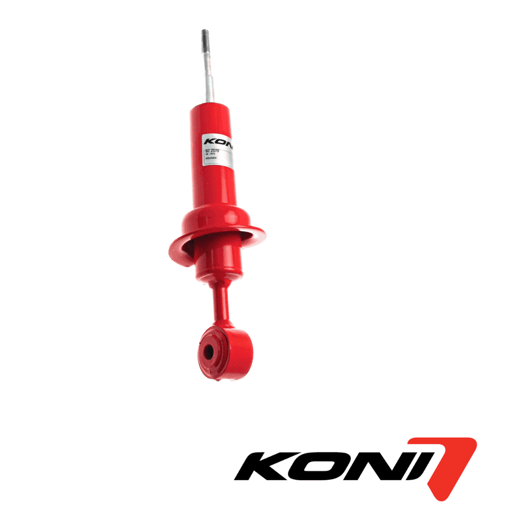 KONI shock absorber for vehicle suspension systems, red color, high-quality automotive part.